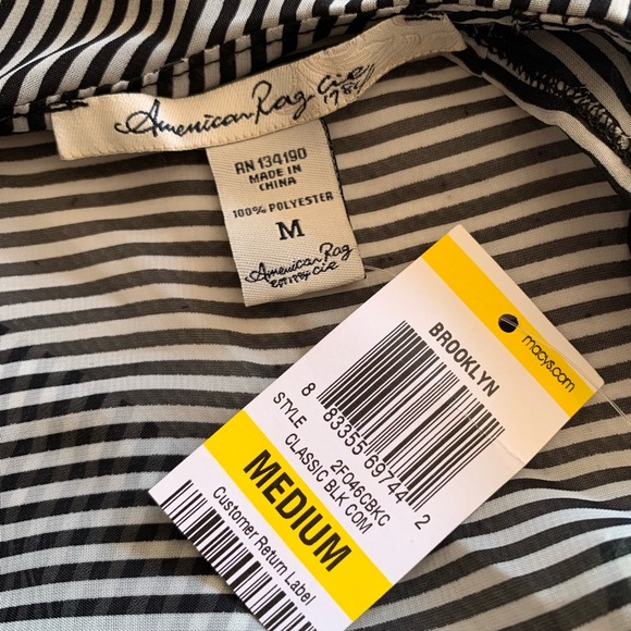 American Rag Collared black & white stripe bows - Picture 5 of 6